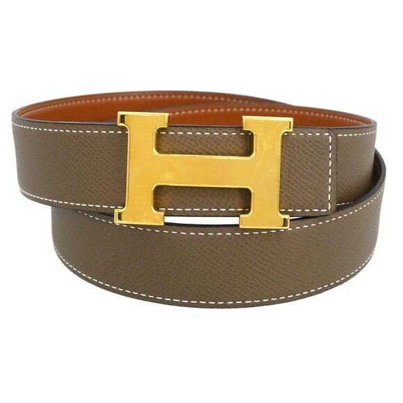 Hermes Gray Epsom Swift Constance Reversible Belt #90
